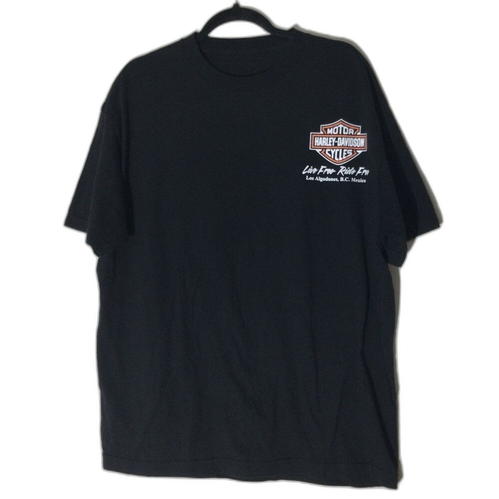 Harley-Davidson T-Shirt Men's 2XL Black Los Algodones Mexico Live Free-Ride Free